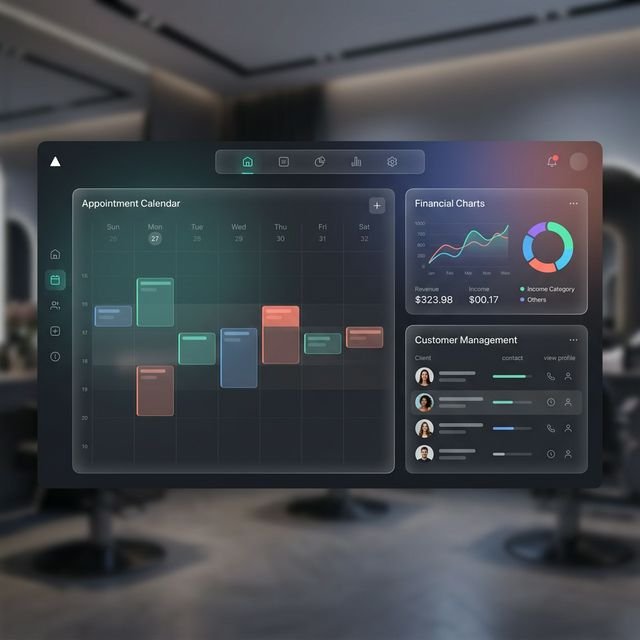 Modern barbershop management software interface